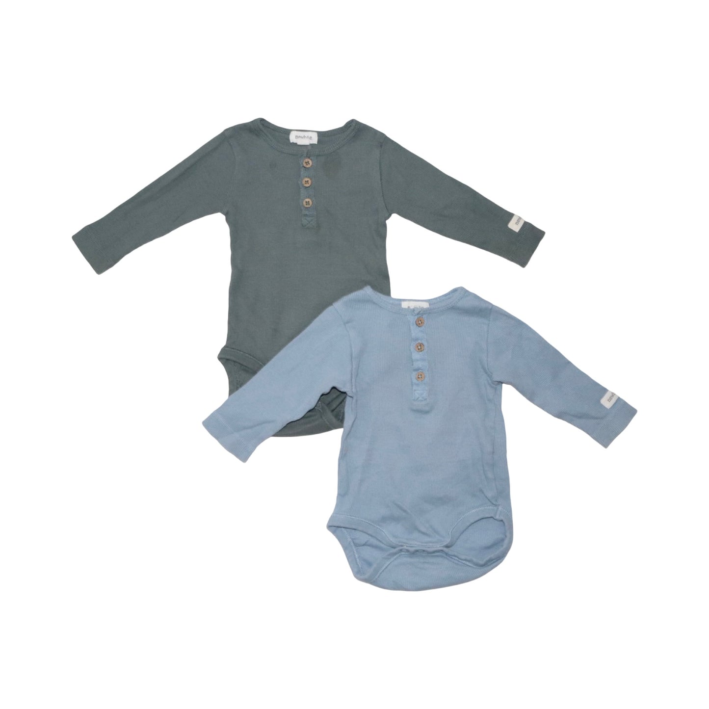 Långärmad Body (2 Pack) från newbie - Storlek 68 - Mörkgrön & Blå