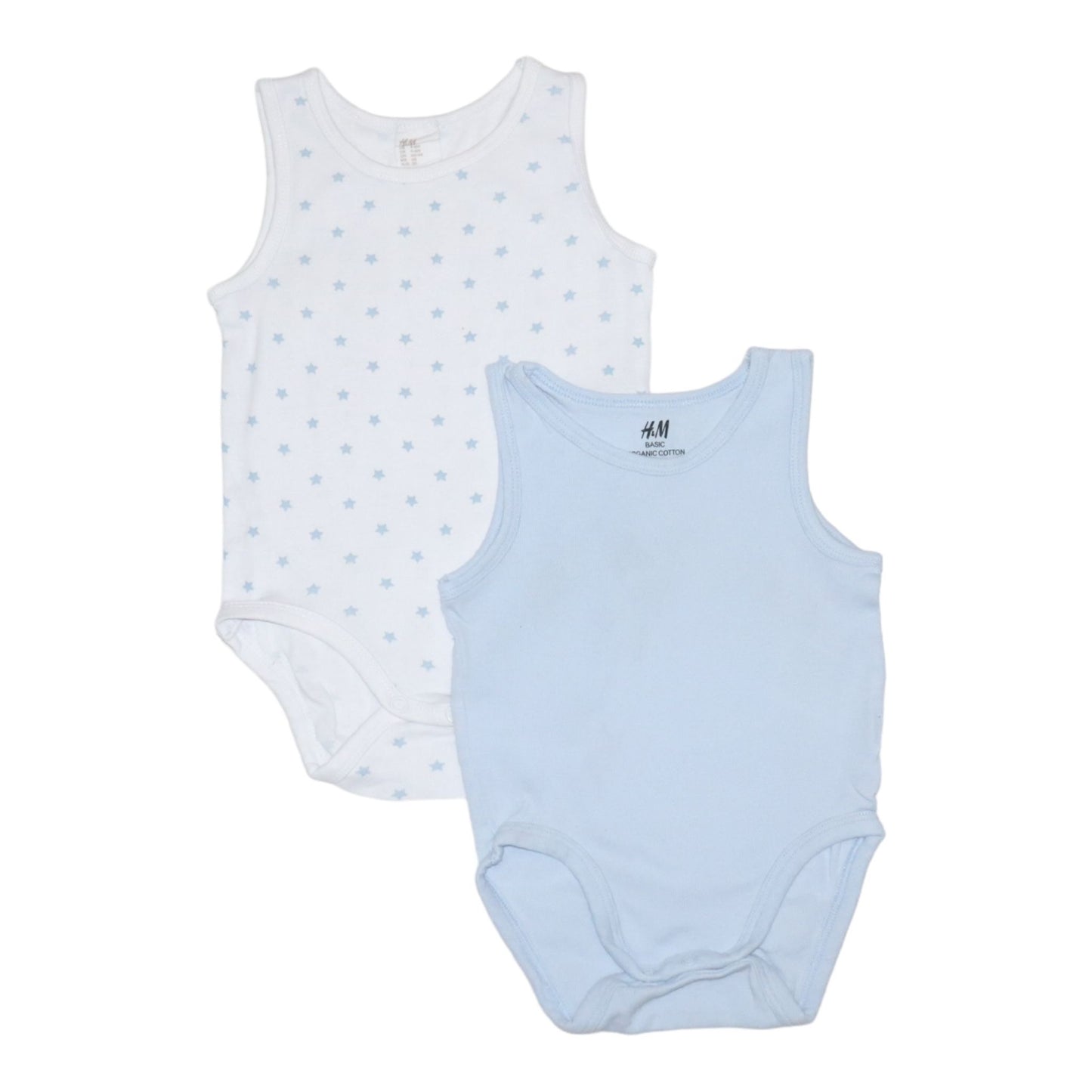 Linne Body (2 pack) från H&M - Storlek 68 - Vit & Ljusblå