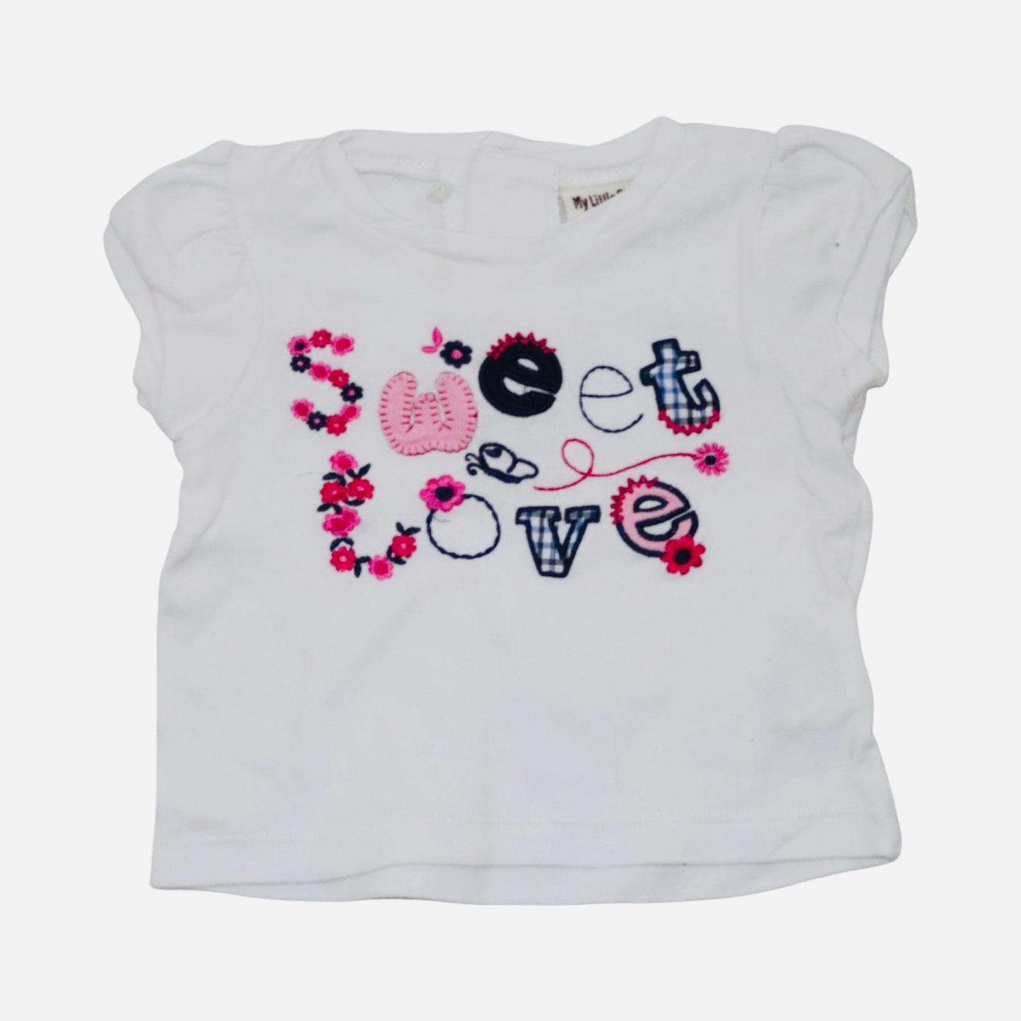 Kortärmad T-shirt & Byxor Matchande Set från my little Beat - Storlek 68 - Vit & Marinblå (Multi)