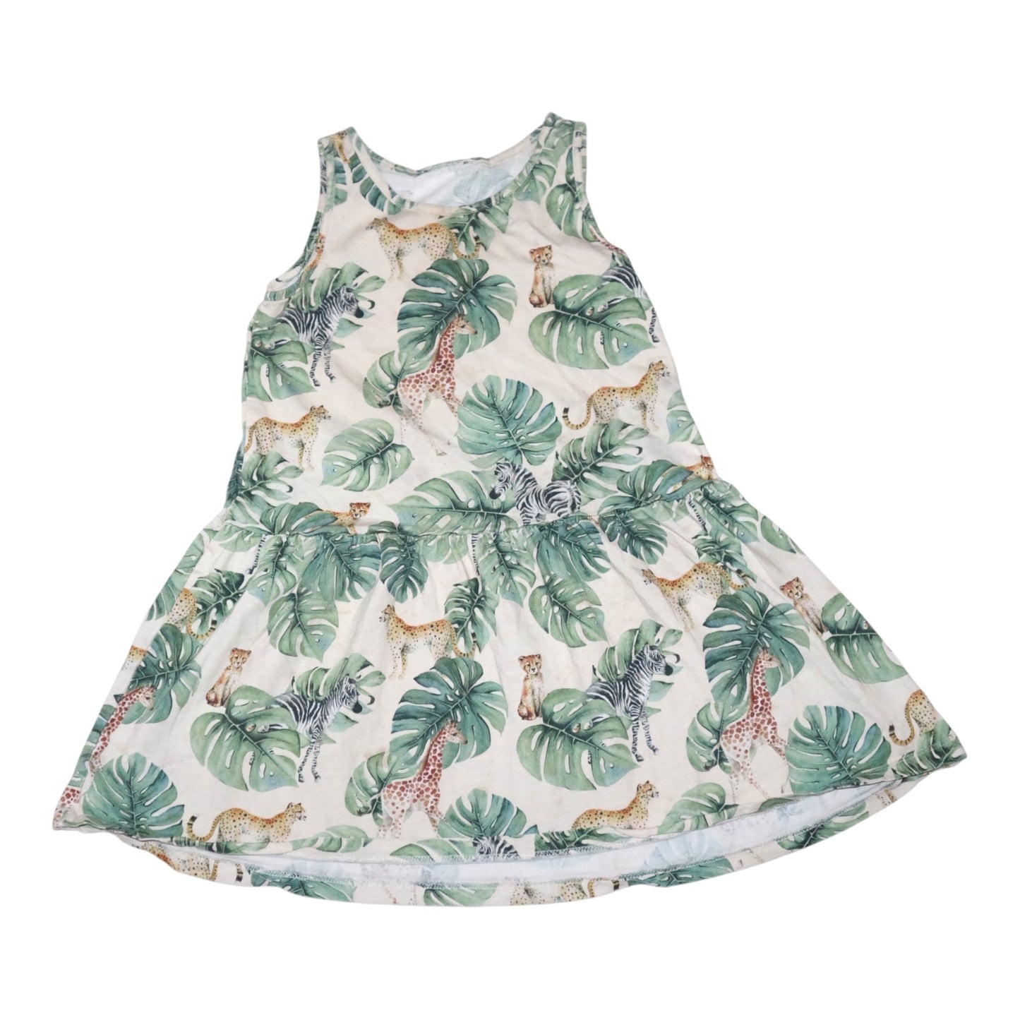 Linne Klänning från H&M - Storlek 110/116 - Grön & Beige