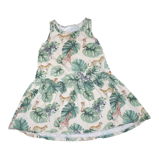 Linne Klänning från H&M - Storlek 110/116 - Grön & Beige