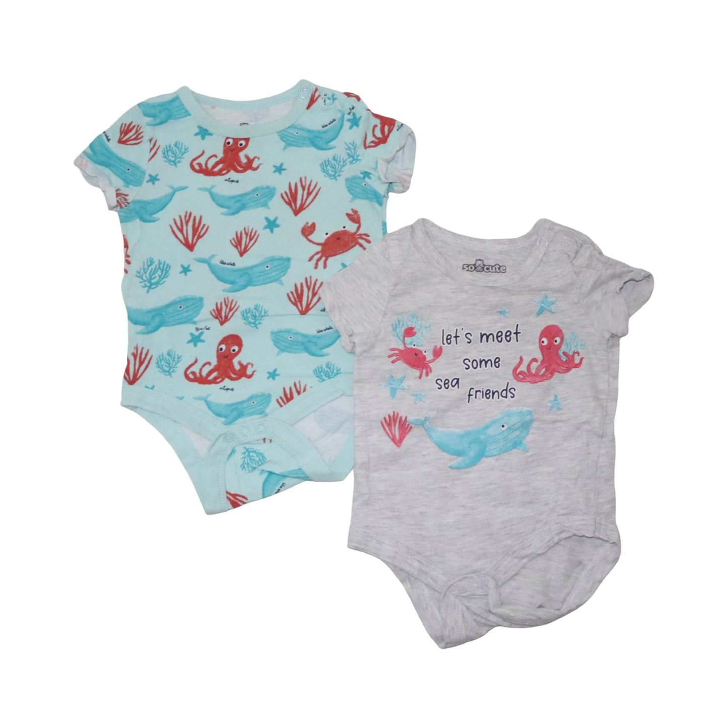 Kortärmad Body (3 Pack) från So cute & H&M - Storlek 68 - Ljusblå & Grå (Multi)