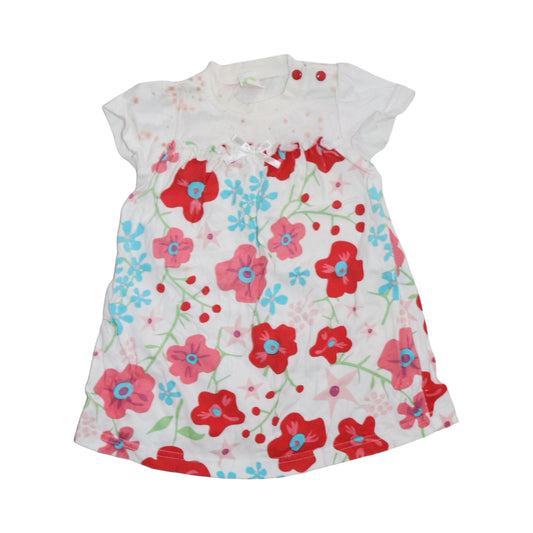 Kortärmad Klänning från parvel - Storlek 74/80 - Vit & Röd (Multi)