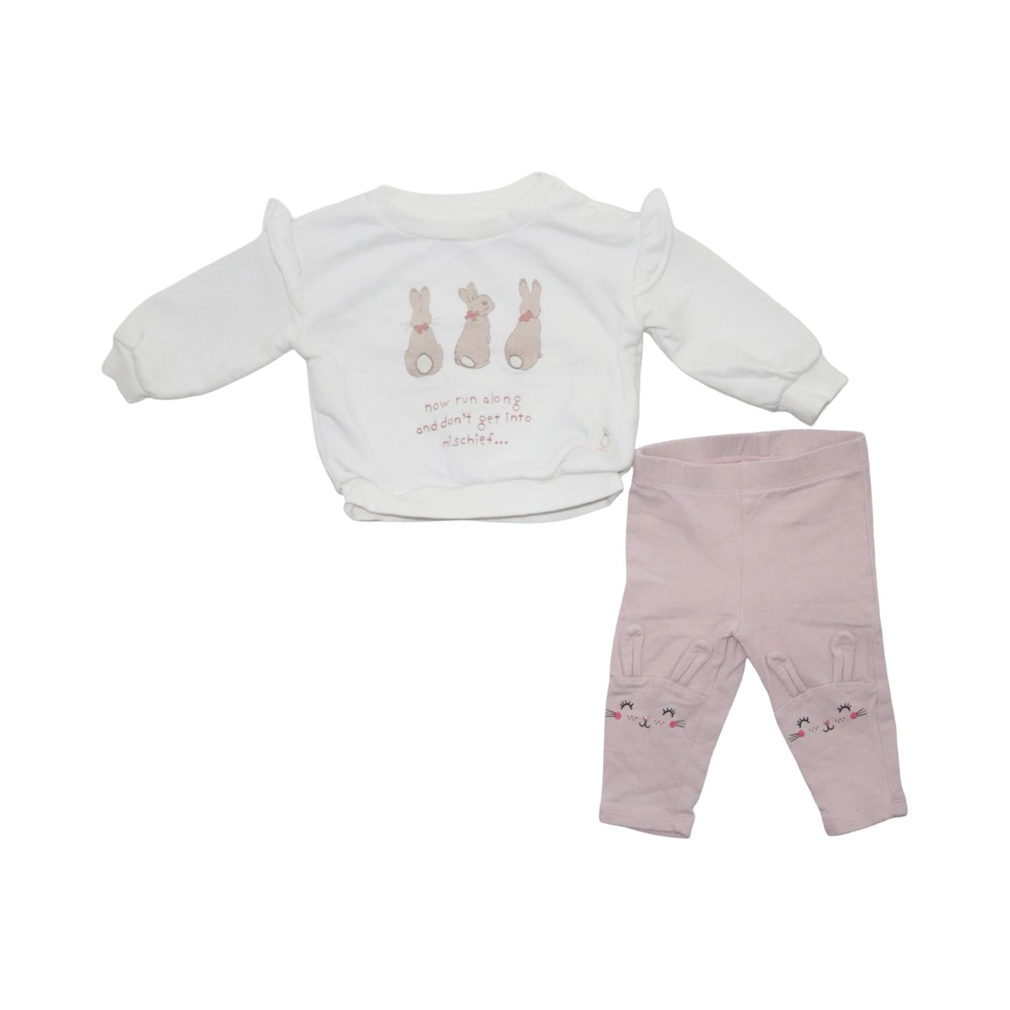 Tröja & Byxor Matchande Set från M&S & H&M - Storlek 68 - Vit & Ljusrosa