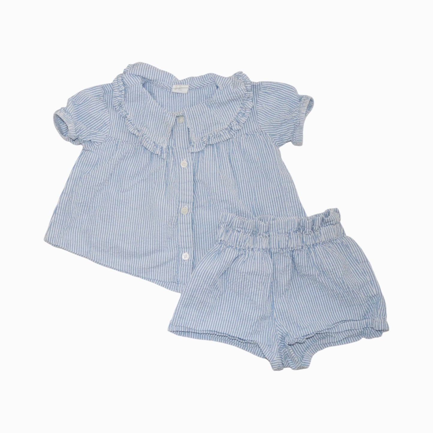 Kortärmad Blus & Shorts Matchande Set från H&M - Storlek 68 - Blå & Vit