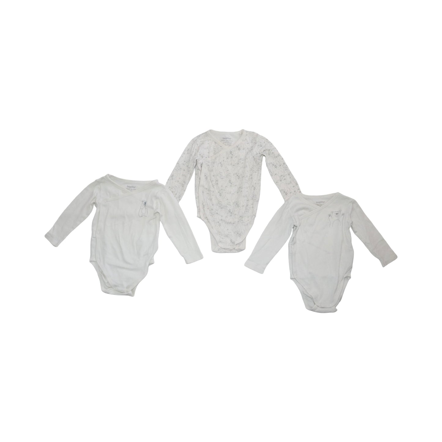 Långärmad Omlottbody (3 Pack) från lupilu - Storlek 74/80 - Vit