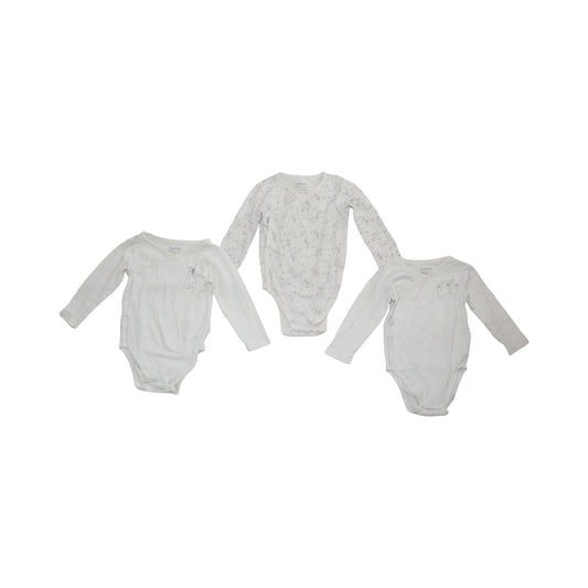 Långärmad Omlottbody (3 Pack) från lupilu - Storlek 74/80 - Vit