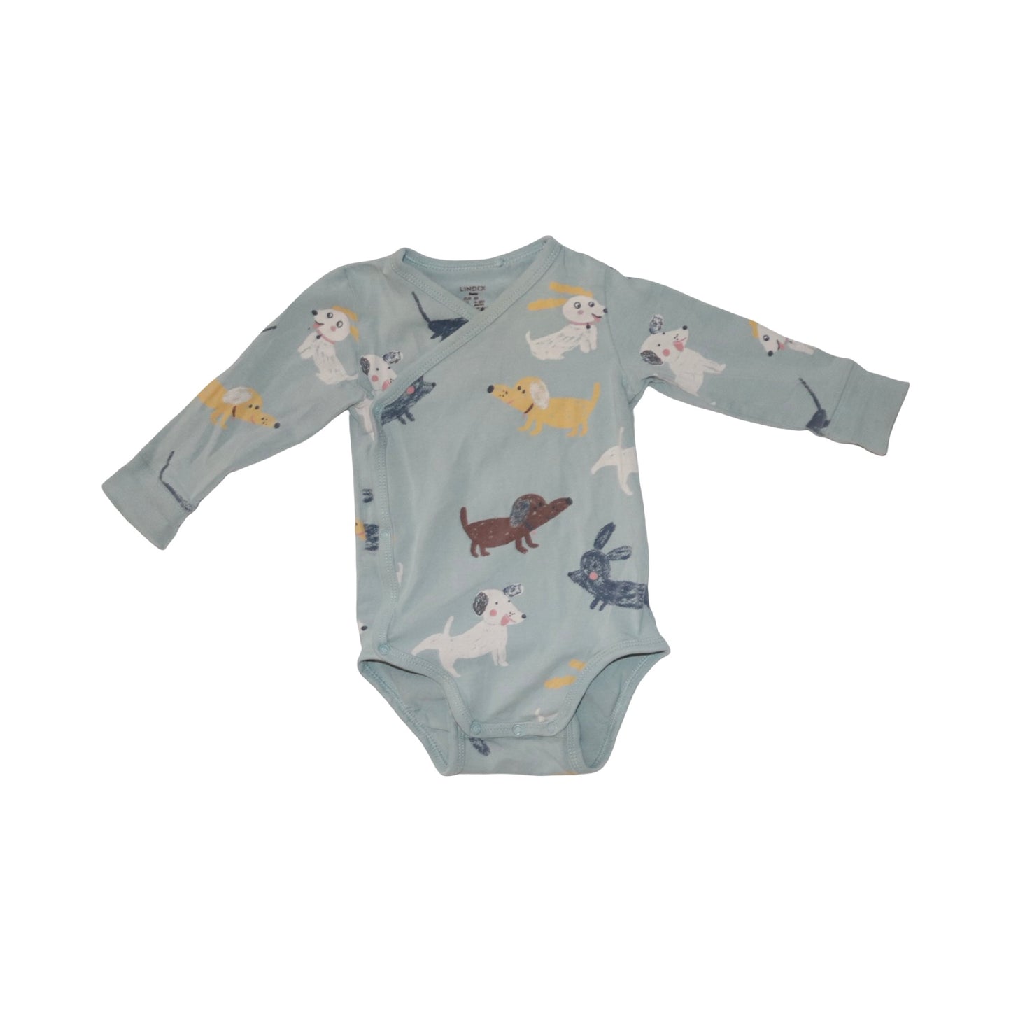 Långärmad Omlottbody (2 Pack) från LINDEX - Storlek 68 - Ljusgrön (Multi)