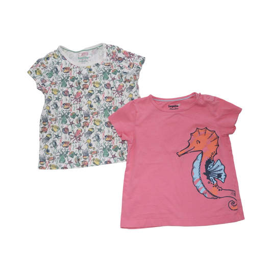 Kortärmad T-shirt (2 Pack) från lupilu - Storlek 86/92 - Vit & Rosa (Multi)