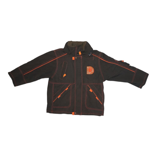 Tunn Fodrad Jacka - Storlek 104 - Mörkbrun & Orange