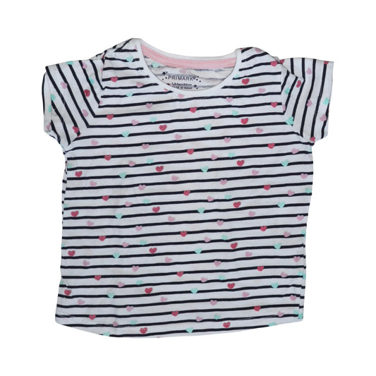 Kortärmad T-shirt från PRIMARK - Storlek 92 - Svart & Vit (Multi)