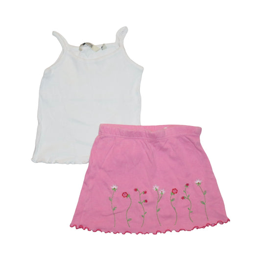 Linne & Kjol Matchande Set från Chiboogi by H&M - Storlek 86 - Rosa & Vit (Multi)