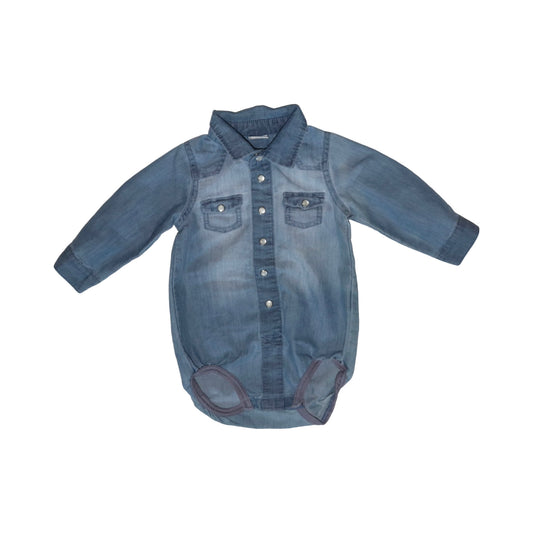 Långärmad Body från LINDEX - Storlek 74 - Blå