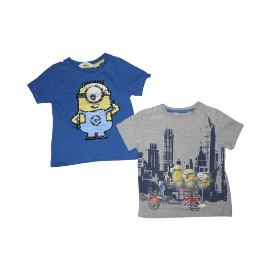 Kortärmad T-shirt från lupilu - Storlek 98/104 - Blå & Grå (Multi)