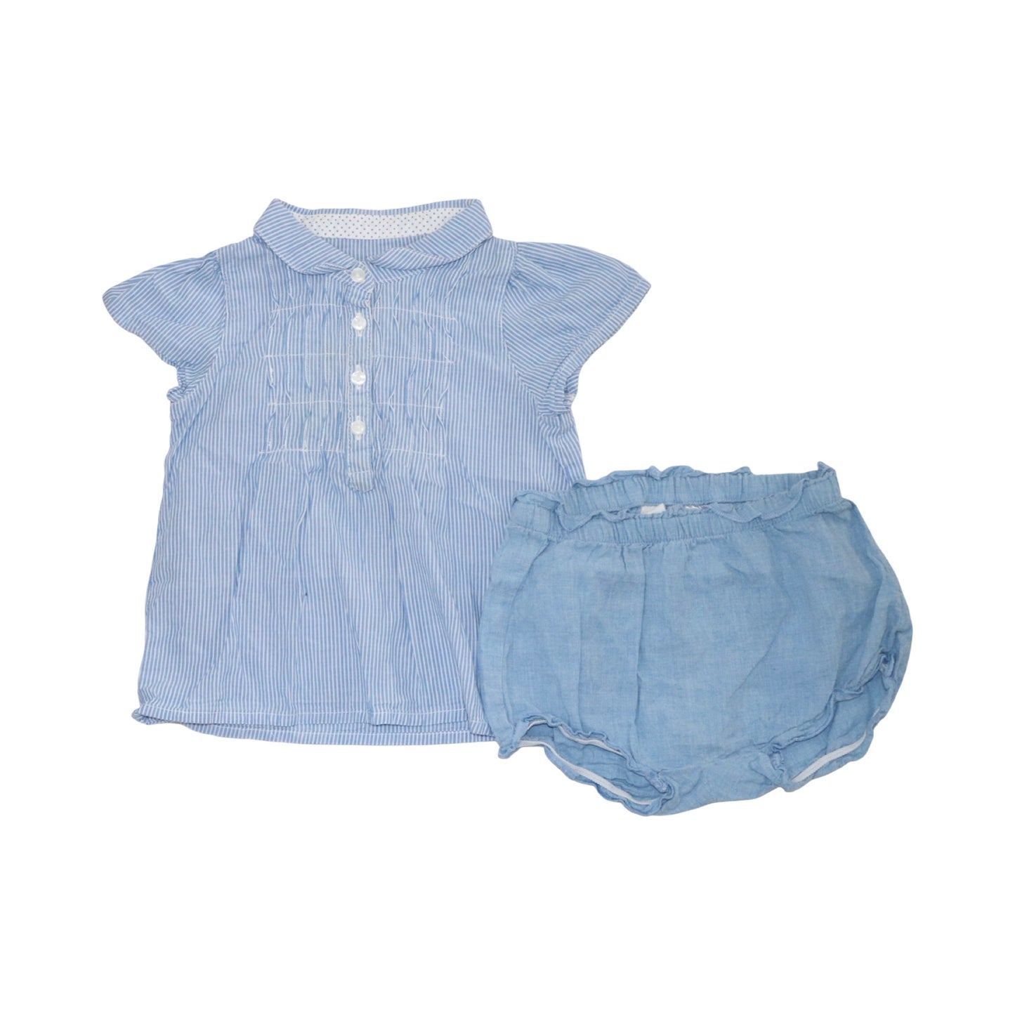 Kortärmad Klänning & Shorts Matchande Set från L.O.G.G H&M - Storlek 68 - Blå & Vit