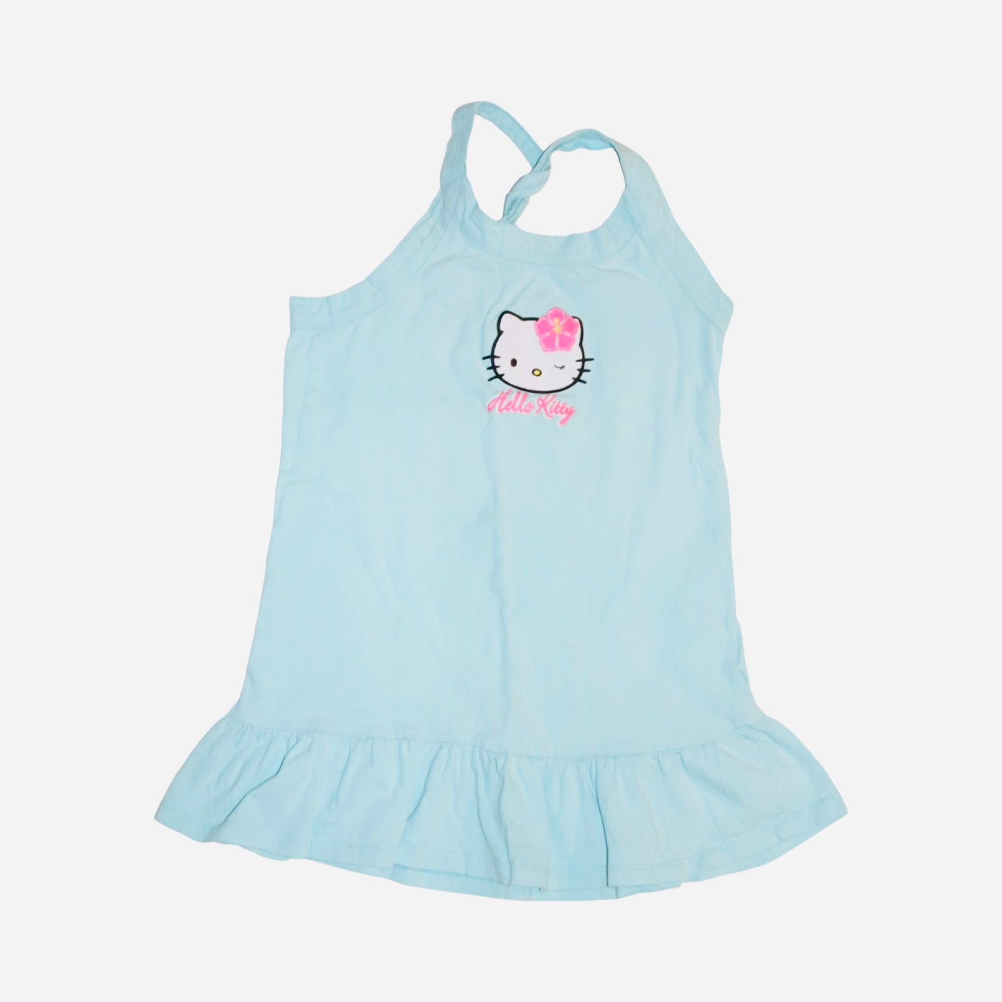 Hello Kitty Linne Klänning - Storlek 110/116 - Ljusblå