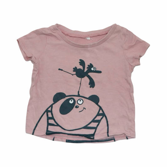 Kortärmad T-shirt - Storlek 68 - Ljusrosa & Svart