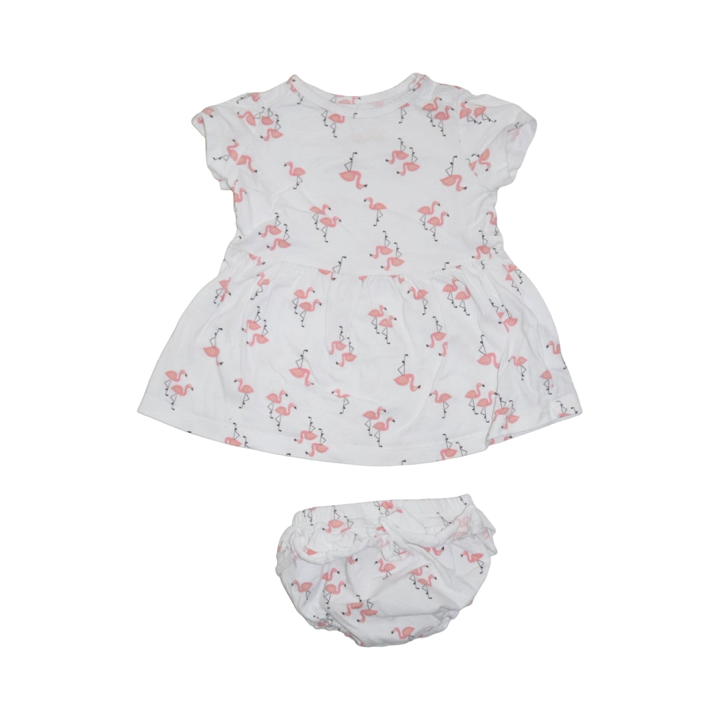 Kortärmad Klänning & Shorts Matchande Set från lupilu - Storlek 62/68 - Vit & Rosa