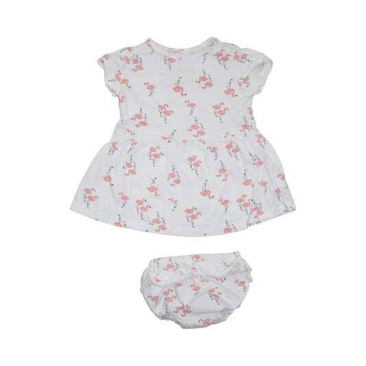Kortärmad Klänning & Shorts Matchande Set från lupilu - Storlek 62/68 - Vit & Rosa