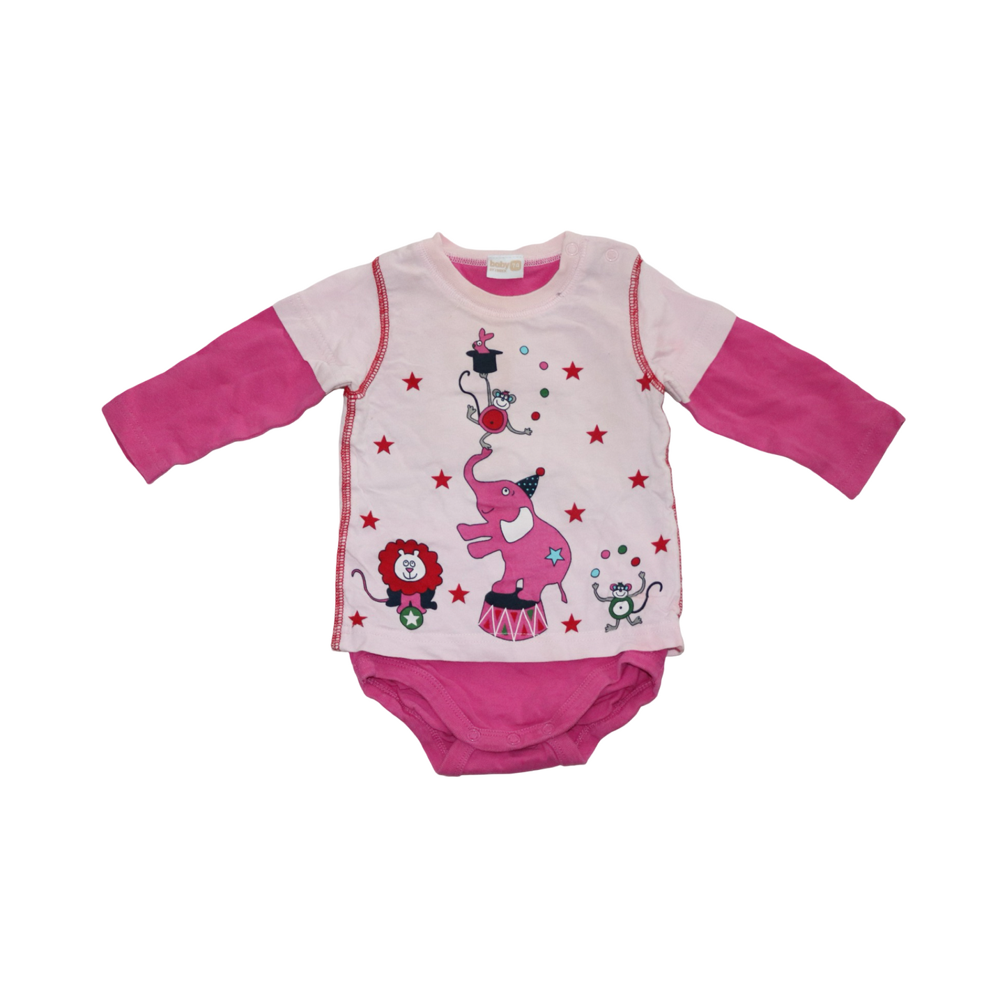 Tröja med inbyggd Body från LINDEX - Storlek 74 - Rosa & Ljusrosa (Multi)