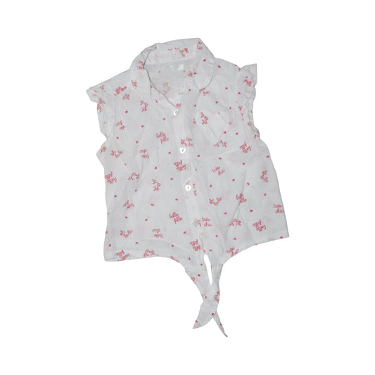 Kortärmad Blus - Storlek 110 - Vit & Rosa