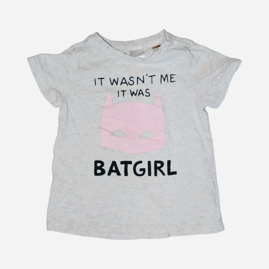 BATGIRL Kortärmad T-shirt från H&M - Storlek 80 - Ljusgrå & Rosa (Multi)