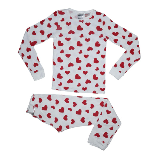 Pyjamas Byxor & Tröja Matchande Set från H&M - Storlek 134/140 - Vit & Röd