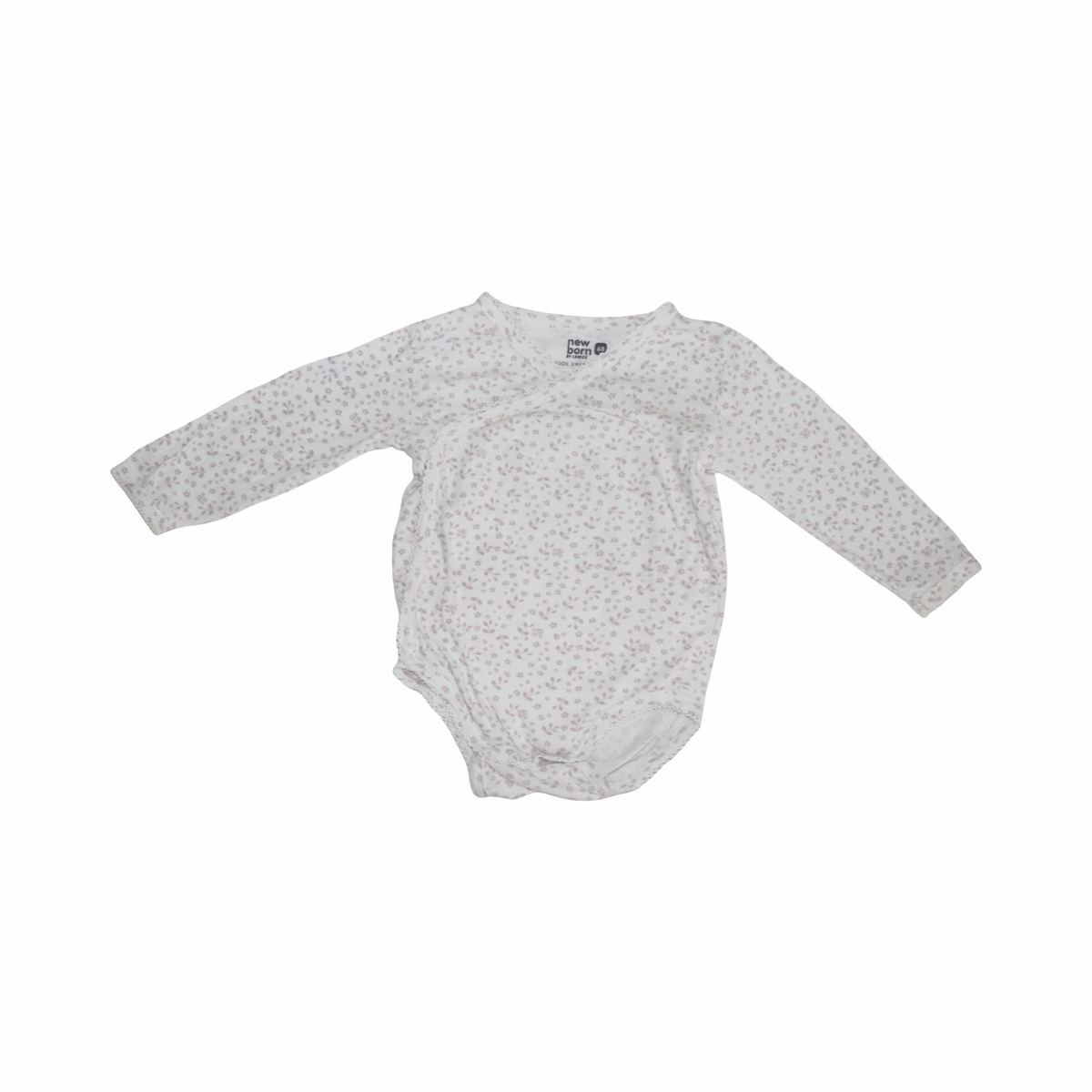 Långärmad Omlottbody från Newborn by LINDEX - Storlek 68 - Vit & Lila