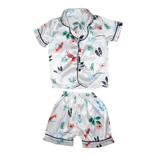 Pyjamas Skjorta & Shorts Matchande set - Storlek 100 - Vit