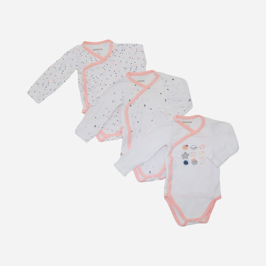 Långärmad Body (3 Pack) från ORCHESTRA - Storlek 68 - Vit & Orange (Multi)