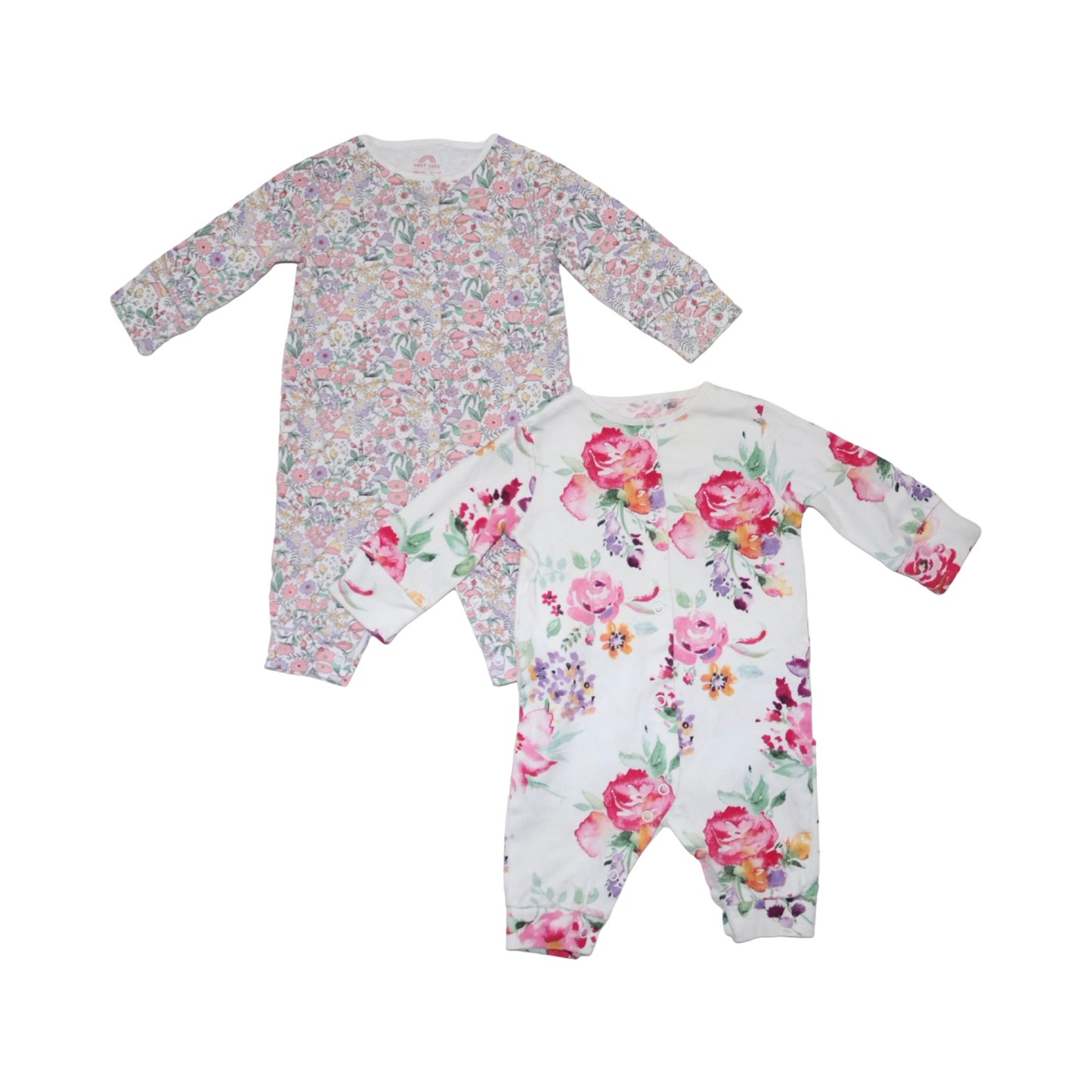 Långärmad Pyjamas (2 Pack) från NEXT - Storlek 68 - Rosa & Vit (Multi)