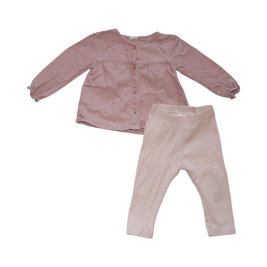 Klänning & Byxor Matchande Set från H&M - Storlek 74 - Ljusrosa