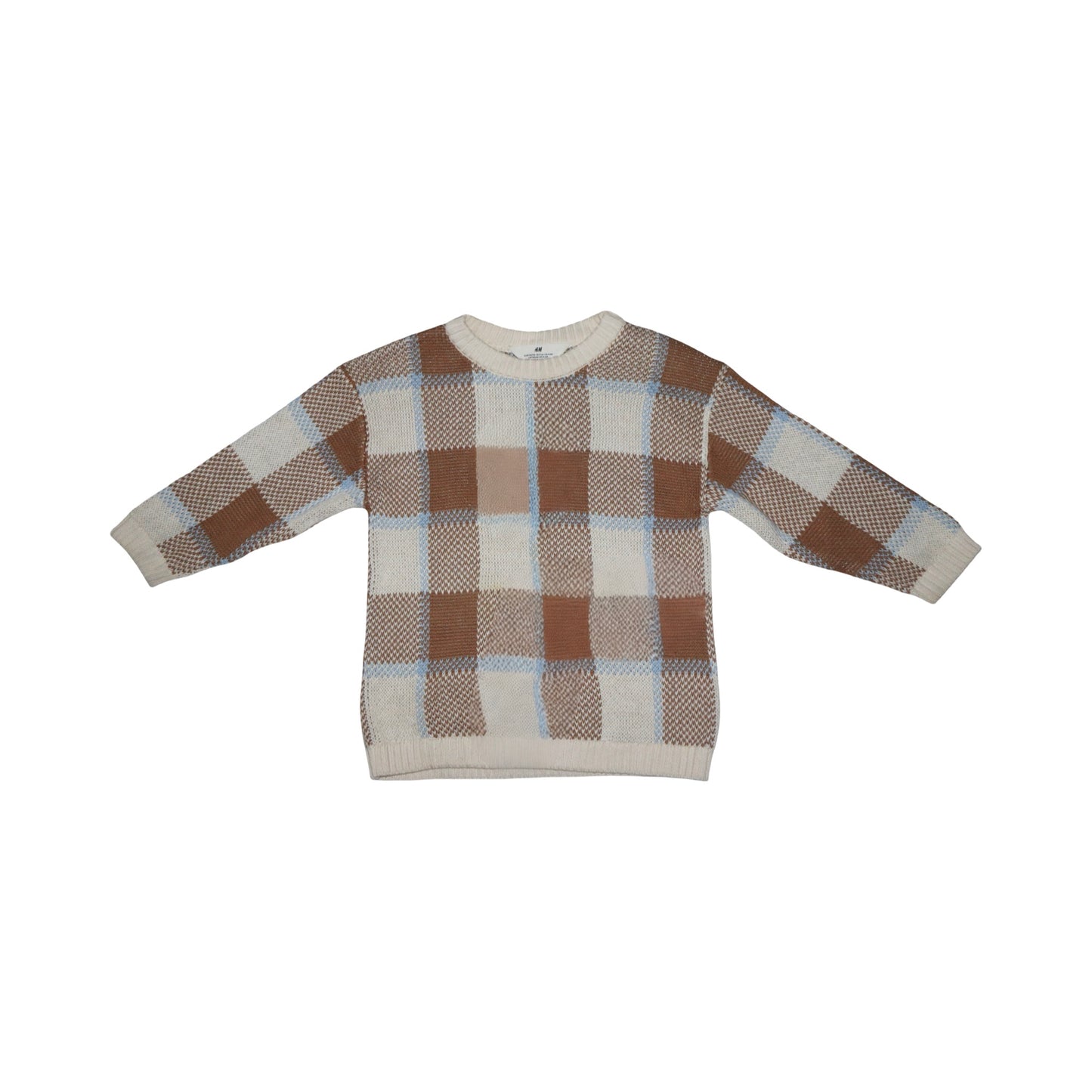 Stickad Tröja från H&M - Storlek 110/116 - Beige & Ljusblå