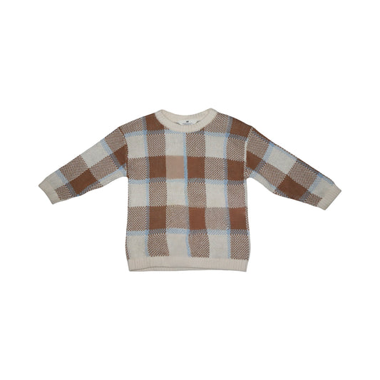 Stickad Tröja från H&M - Storlek 110/116 - Beige & Ljusblå