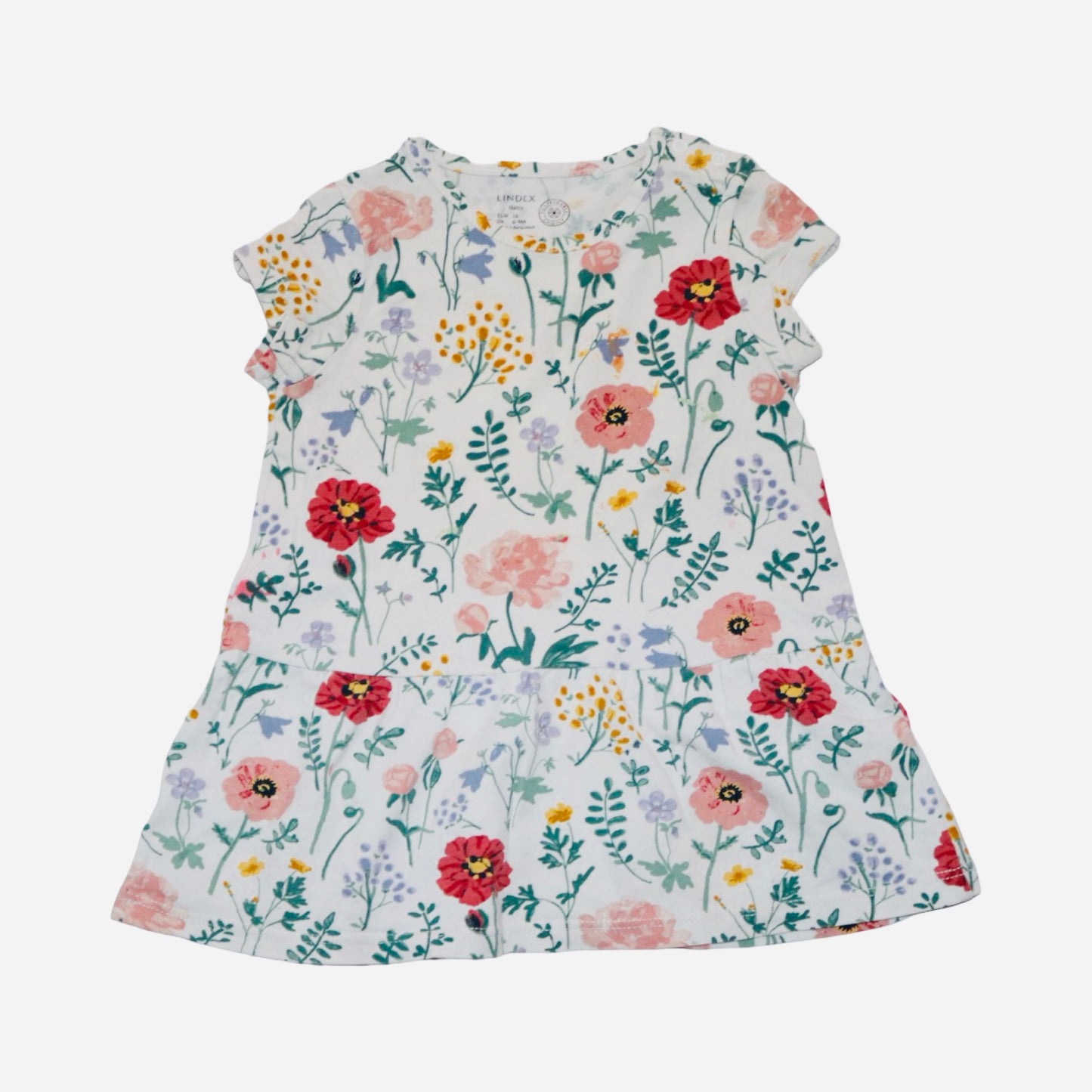 Kortärmad Klänning från LINDEX - Stolek 74 - Vit (Multi)