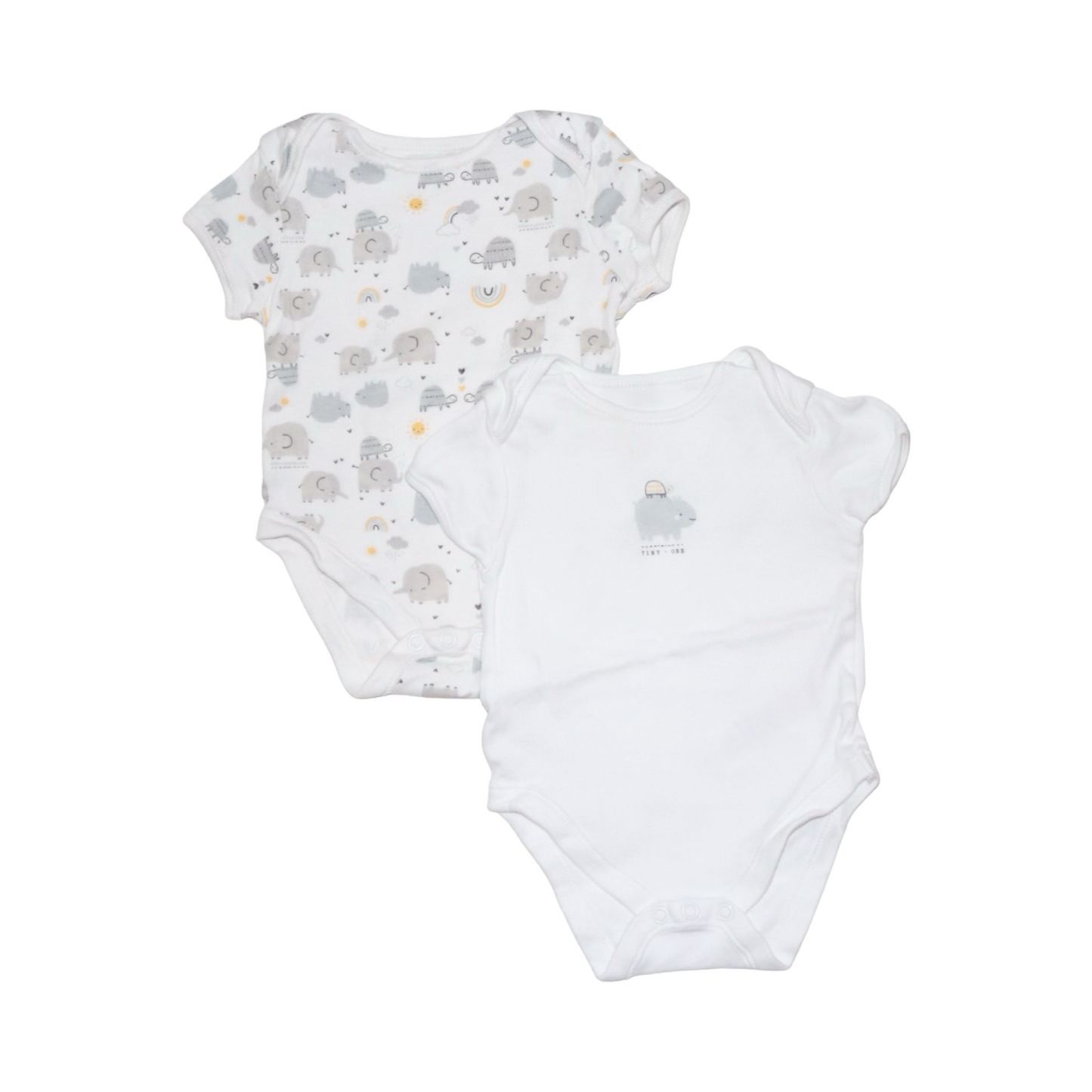 Kortärmad Body (2 Pack) från PRIMARK - Storlek 74 - Vit & Grå (Multi)