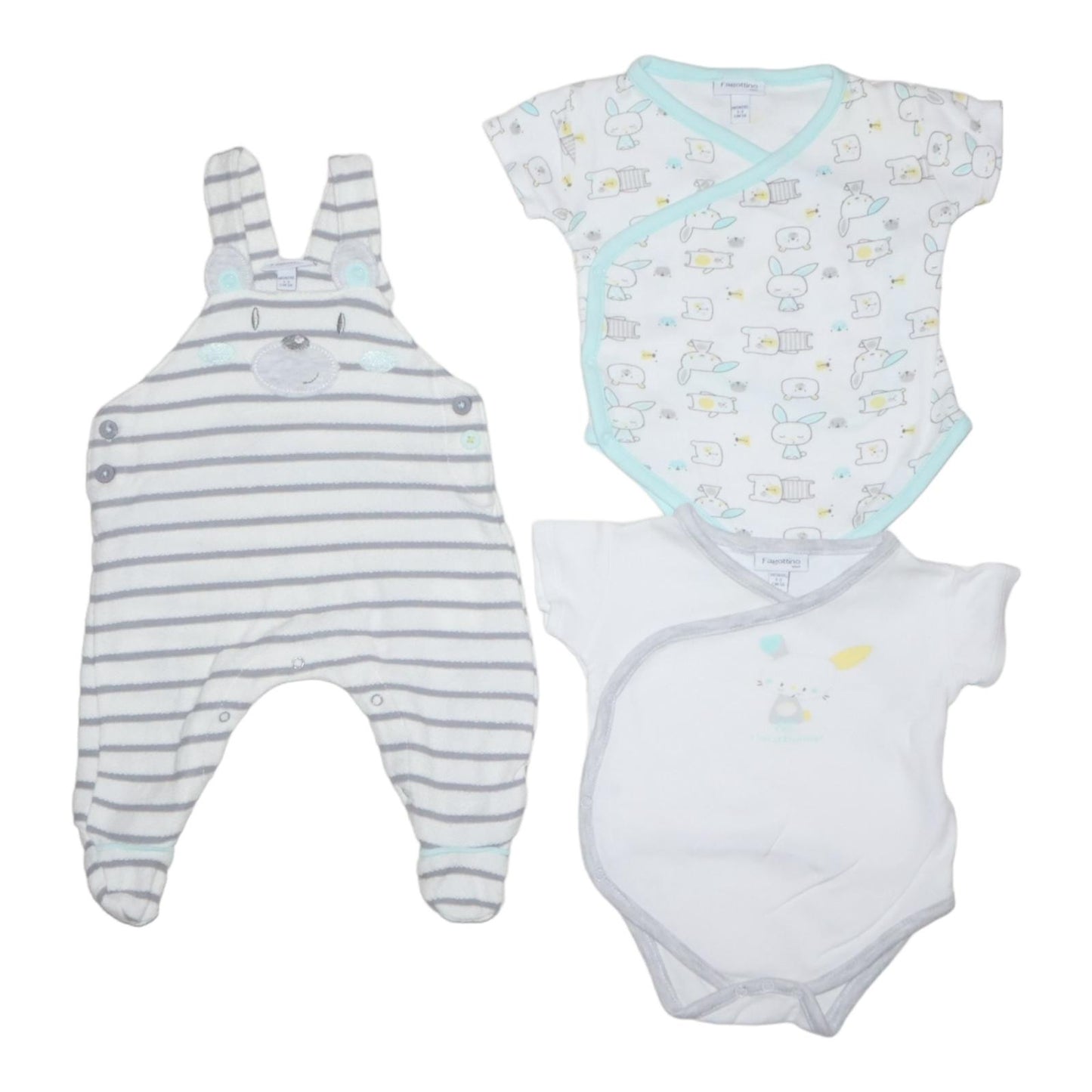 Kortärmad Omlottbody (2 Pack) & Jumpsuit från Fagottino mini - Storlek 56 - Vit