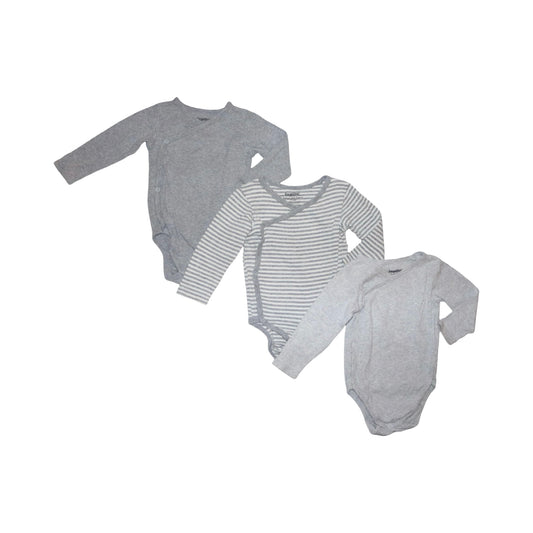 Långärmad Omlottbody (3 Pack ) från lupilu - Storlek 74/80 - Grå