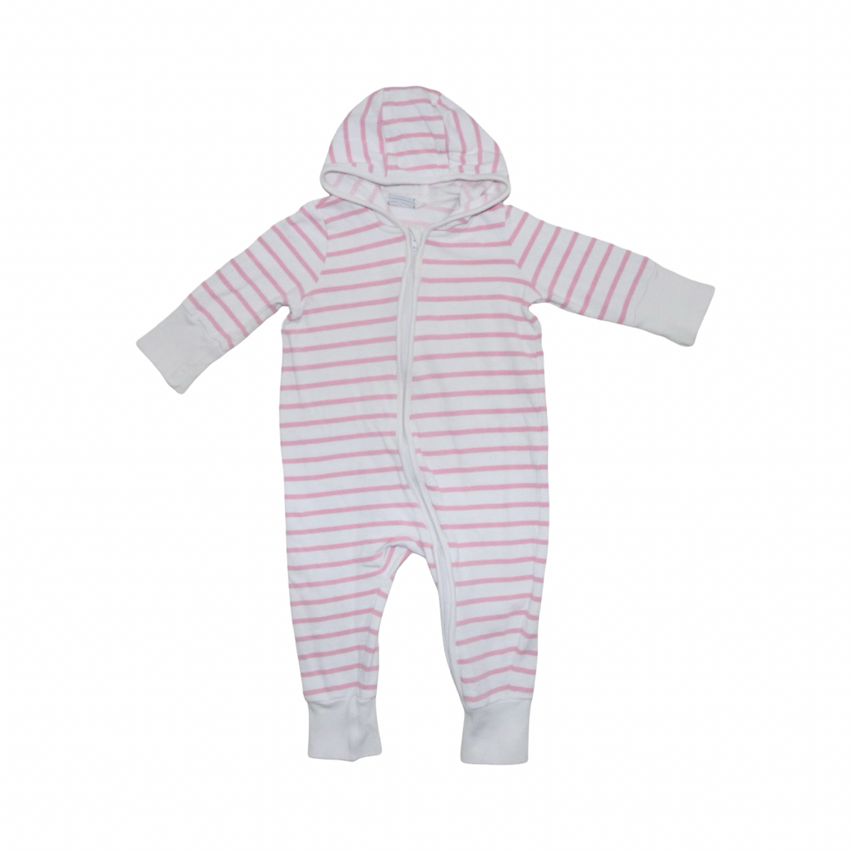 Långärmad Byxdress/ Jumpsuit från POLARN O. PYRET - Storlek 68 - Rosa & Vit