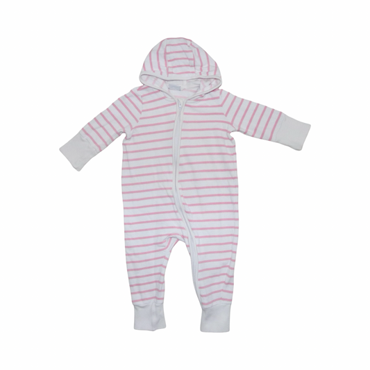 Långärmad Byxdress/ Jumpsuit från POLARN O. PYRET - Storlek 68 - Rosa & Vit