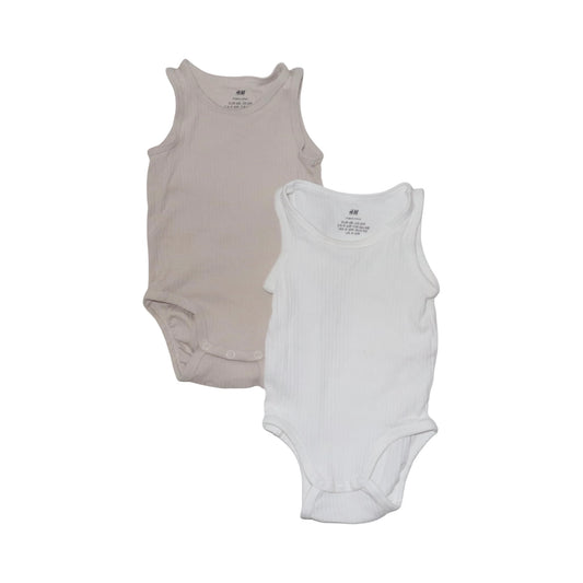 Linne Body (2 Pack) från H&M - Storlek 68 - Beige & Vit