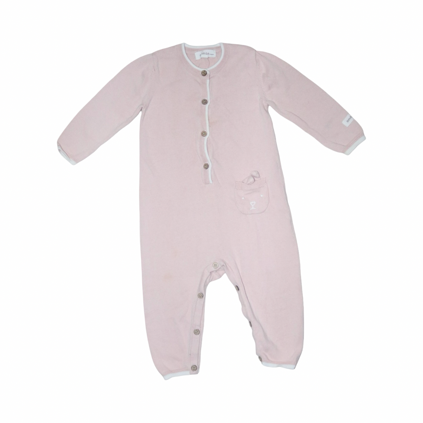 Långärmad Jumpsuit/ Byxdress från newbie - Storlek 74 - Ljusrosa & Vit