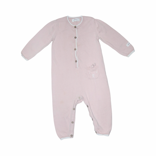 Långärmad Jumpsuit/ Byxdress från newbie - Storlek 74 - Ljusrosa & Vit