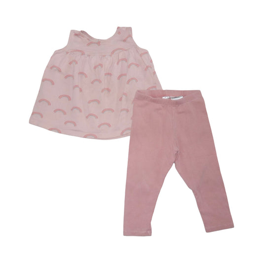 Linne & Byxor Matchende Set från H&M - Storlek 86 - Ljusrosa & Rosa