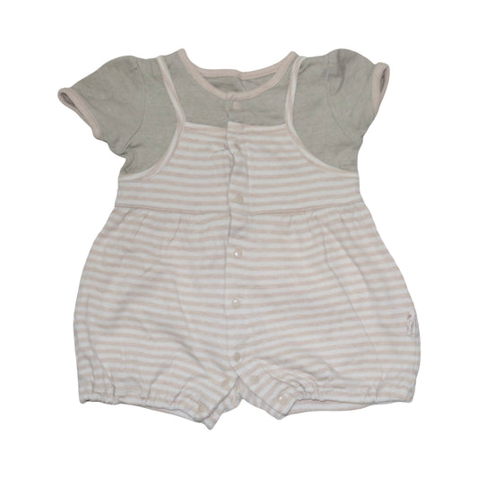 Kortärmad Byxdress/ Romper från 3KOALAS - Storlek 68 - Beige & Grå