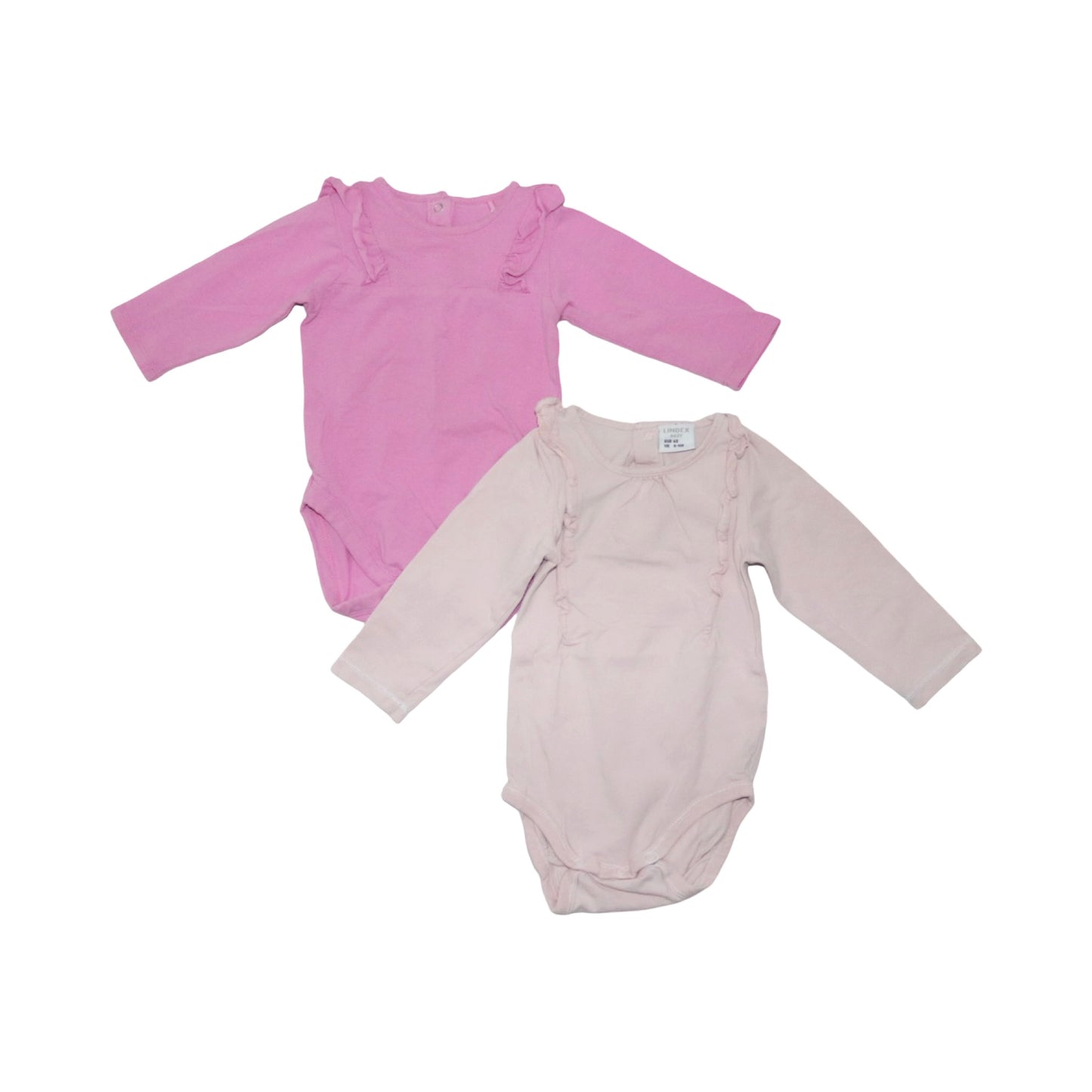 Långärmad Body (2 Pack) från COOL CLUB & LINDEX - Storlek 68 - Rosa & Ljusrosa