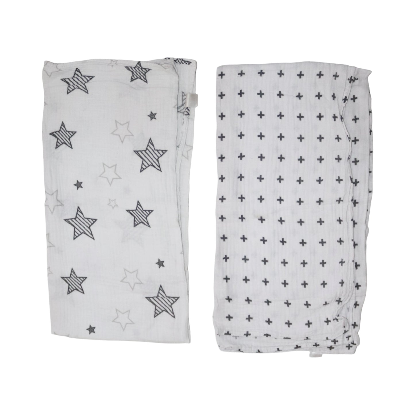 Filt - Muslinfilf (2 Pack) - Storlek 110/110 cm - Svart & Vit