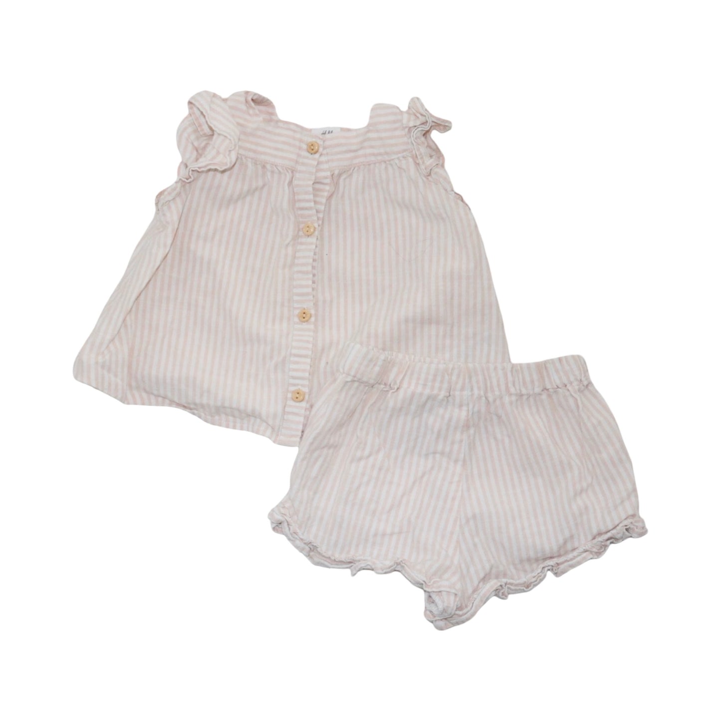 Linne Blus & Shorts Matchande Set från H&M - Storlek 68 - Ljusrosa & Vit
