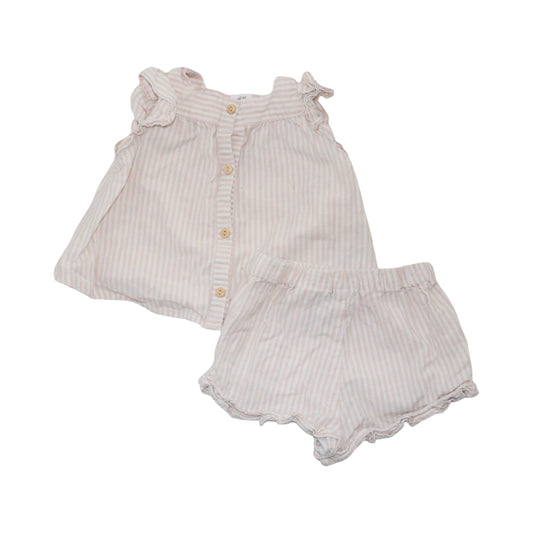 Linne Blus & Shorts Matchande Set från H&M - Storlek 68 - Ljusrosa & Vit