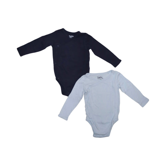 Långärmad Omlottbody (2 PACK) från lupilu - Storlek 74/80 - Marinblå & Ljusblå